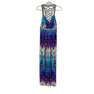Ranna Gill  Purple Blue Boho Sleeveless Maxi Dress | Women’s Small/Extra Small